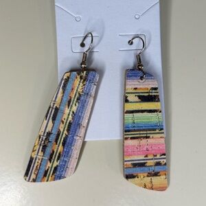 NEW Colorful Striped Faux Leather Earrings